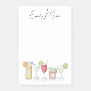 Cute Cocktail Drinks Colorful Simple Calligraphy Post-it Block