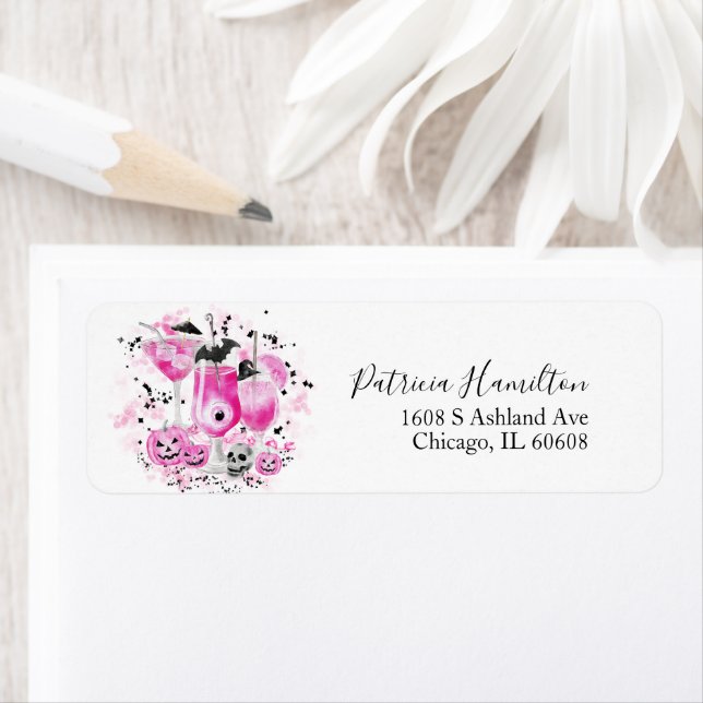 Cute Cocktails Halloween Möhippa-etikett Returadress Etikett (Insitu)