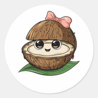 Cute Coconut Stickers, Funny Coconut Stickers Runt Klistermärke