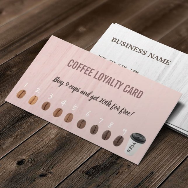 Cute Coffans Beans Rosa Coffee Loyalty Cards Lojalitetskort (Skapare uppladdad)