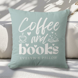 Cute Coffe och Bok Älskare Anpassningsbar Kudde