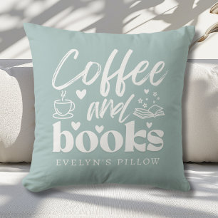 Cute Coffe och Bok Älskare Anpassningsbar Kudde