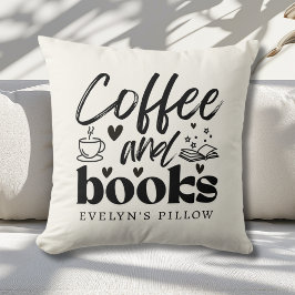 Cute Coffe och Bok Älskare Personlig Kudde