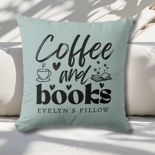 Cute Coffe och Bok Älskare Personlig Kudde (Skapare uppladdad)