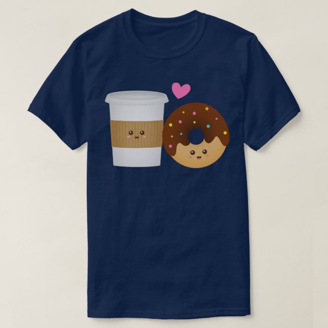 Cute Coffe och Donut-Perfekt tillsammans T Shirt (Design framsida)