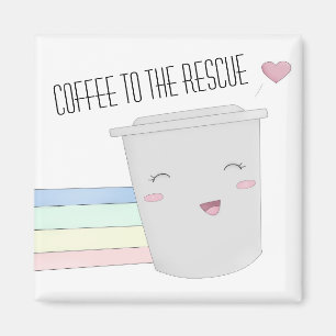 Cute Coffee Älskare Superhjälte Rainbow Magnet