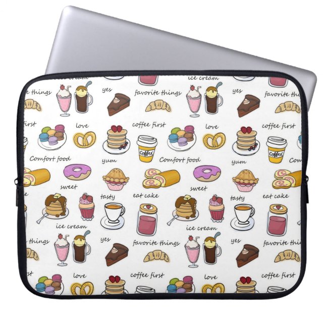 Cute Coffee and Comfort Food Illustrated Mönster Laptop Fodral (Framsidan)