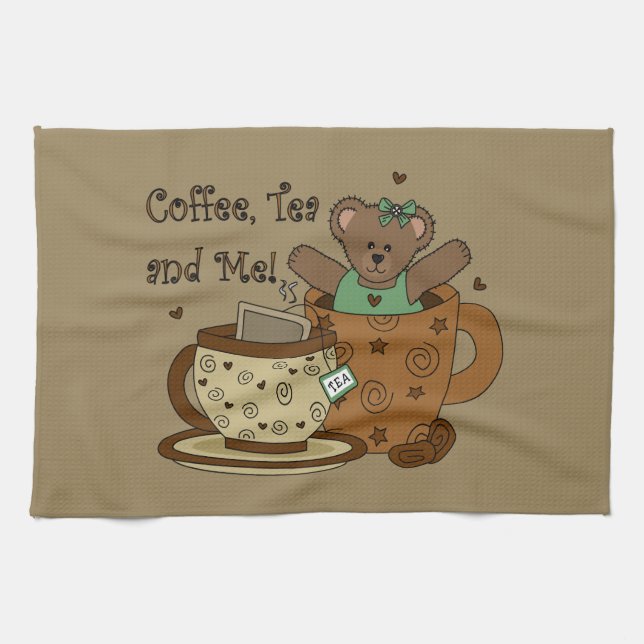 Cute Coffee and Nalle Kitchen Towel Kökshandduk (Horisontell)