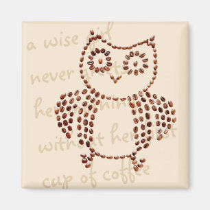 Cute Coffee Bean Uggla Bird Magnet