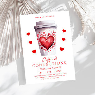 Cute Coffee & Connections Latte Valentines Party Inbjudningar