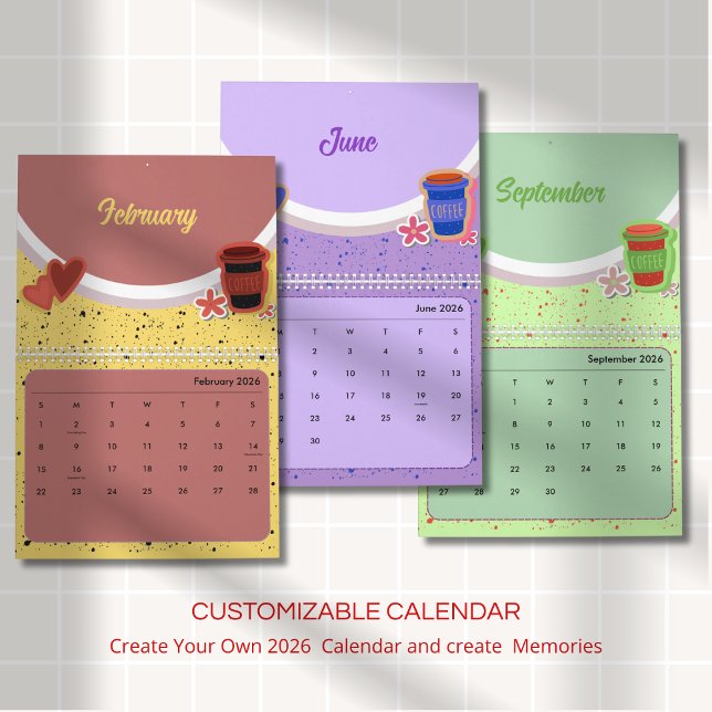 Cute Coffee Cup 2026 Calendar Kalender (Skapare uppladdad)