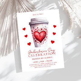 Cute Coffee Latte Valentiness Galentines Party Inbjudningar