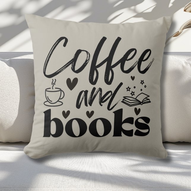 Cute Coffee och Bok Älskare Gift Kudde (Skapare uppladdad)