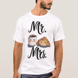 Cute Coffee och Croissant Couple Desi T Shirt