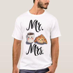 Cute Coffee och Croissant Couple Desi T Shirt
