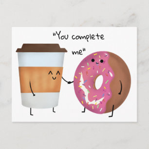 Cute Coffee och Donut Complete Cept Vykort