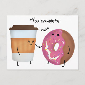 Cute Coffee och Donut Complete Cept Vykort