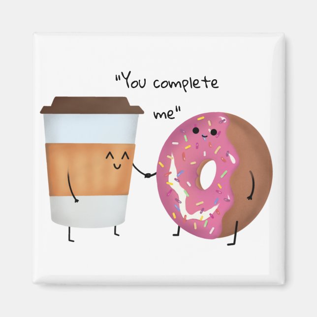 Cute Coffee och Donut Complete Couple Magnet (Framsidan)