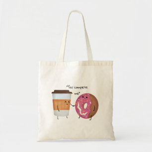 Cute Coffee och Donut Complete Couple Tygkasse