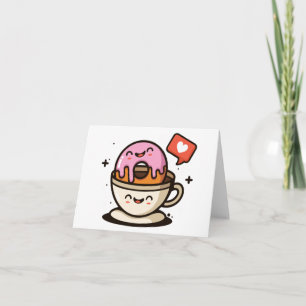 Cute Coffee och Donut Kärlek Kort