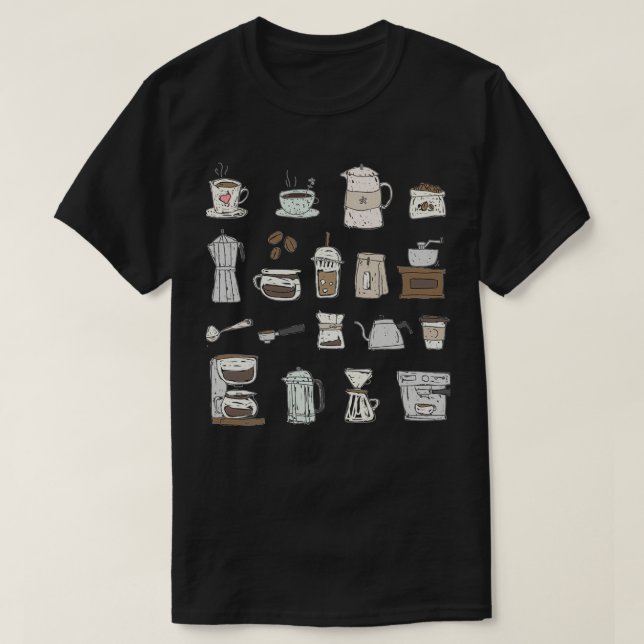 Cute Coffee Shop Art Barista 2 T Shirt (Design framsida)
