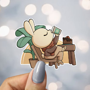 Cute Coffee Shop Bunny Klistermärken