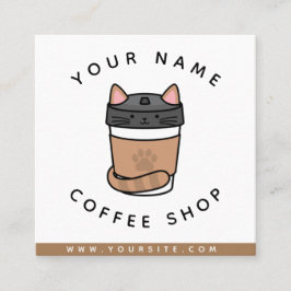 Cute Coffee Shop Funny Pet Add Social Media Fyrkantigt Visitkort