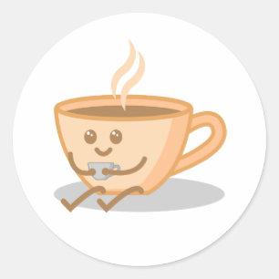 Cute Coffee/Tea Mugg Tecknad Runt Klistermärke