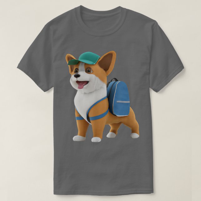 Cute Cogi Puppy Dog Backpack Baseball Cap Back To  T Shirt (Design framsida)