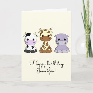 Cute cogiraffe hippo tecknad barns födelsedag kort