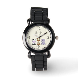 Cute cogiraffe hippo tecknad namn killar armbandsur