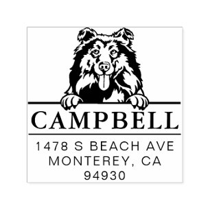 Cute Collie Anpassningsbar Adress Frimärke Självfärgande Stämpel