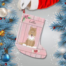 Cute Collie Hund Rosa Fence Monogram Liten Julstrumpa