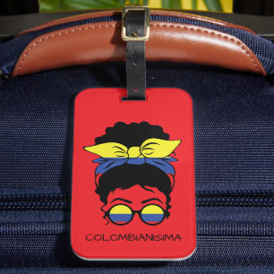 CUTE COLOMBIANISIMA Colombian Girl Flagga Bagagebricka