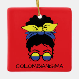CUTE COLOMBIANISIMA Colombian Girl Flagga Julgransprydnad Keramik