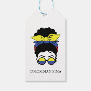 CUTE COLOMBIANISIMA Colombian Girl Flagga Presentetikett