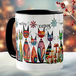 Cute Color Cats God jul Kaffemugg