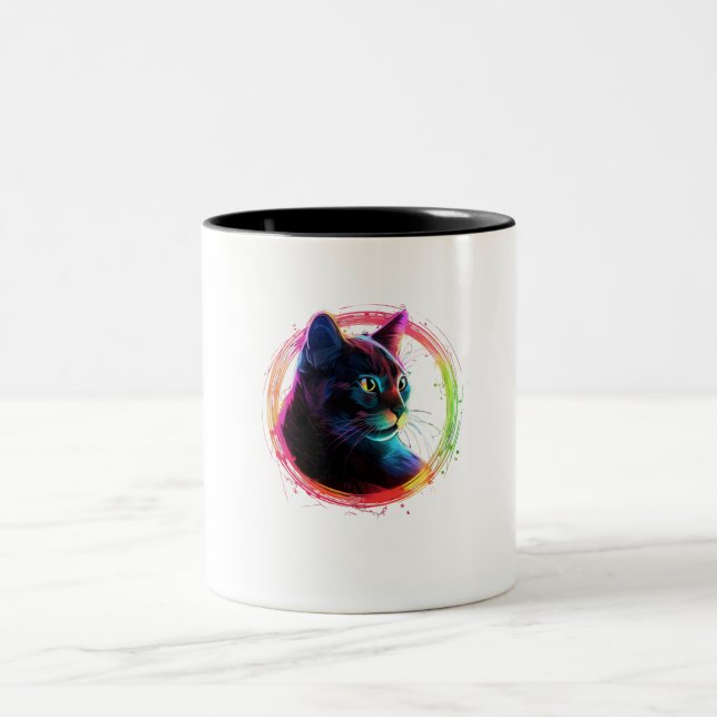 cute color full cat design  Två-Tonad mugg (Center)