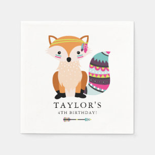 Cute Color Tribal Fox Barns födelsedag Pappersservett