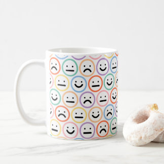 Cute Colorent Ansikte Emoticon Mönster Kaffemugg