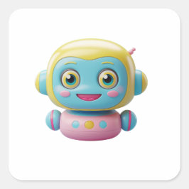 Cute Colorful 3D Robot Sticker - Kawaii AI Bot Des Fyrkantigt Klistermärke