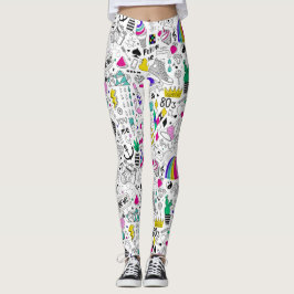 Cute Colorful 80s Mönster Leggings