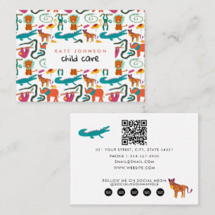 Cute Colorful Abstrakt Animals Barnomsorg Visitkort
