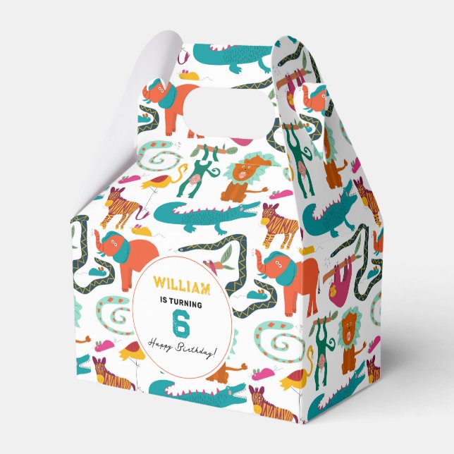 Cute Colorful Abstrakt Animals Barns födelsedag Pa Presentaskar (Framsidan Sidan)