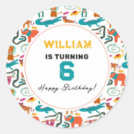 Cute Colorful Abstrakt Animals Barns födelsedag Pa Runt Klistermärke