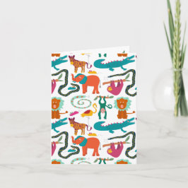 Cute Colorful Abstrakt Animals Kids Mönster Kort