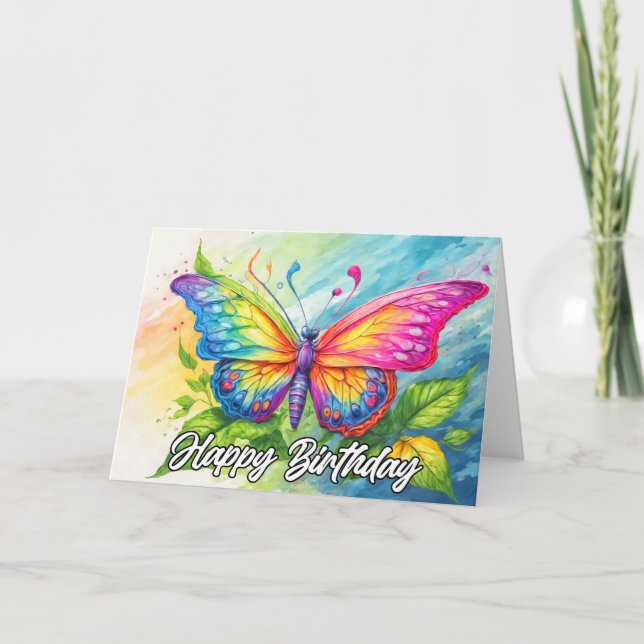 Cute Colorful Abstrakt Butterfly Doodle Kort (Framsida)