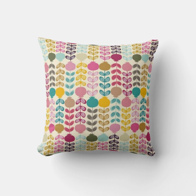 Cute Colorful Abstrakt Retro Tulips Mönster Kudde (Framsida)