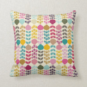 Cute Colorful Abstrakt Retro Tulips Mönster Kudde