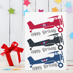 Cute Colorful Airplane, Boy Birthday, minimalist Julkort